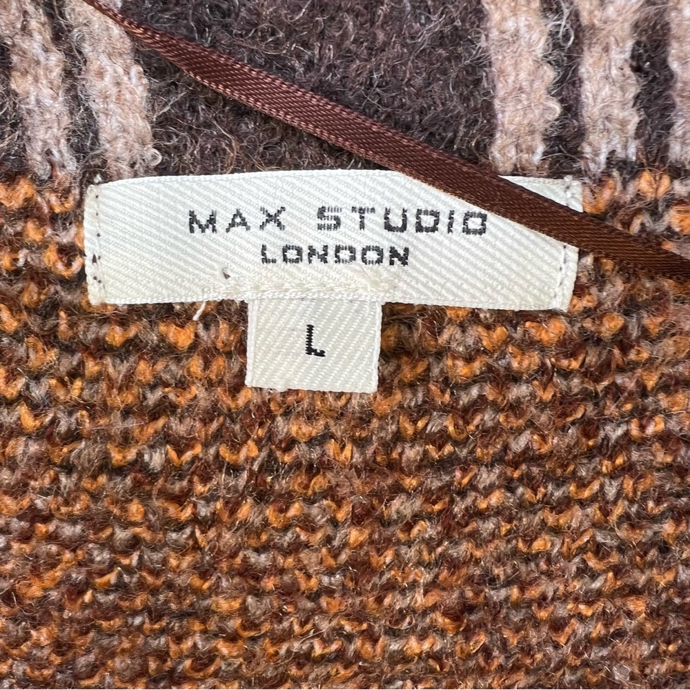 LONG SOFT BROWN SOUTHWESTERN OPEN CARDIGAN FUZZY SWEATER POCKETS SIZE LARGE - Picture 6 of 10